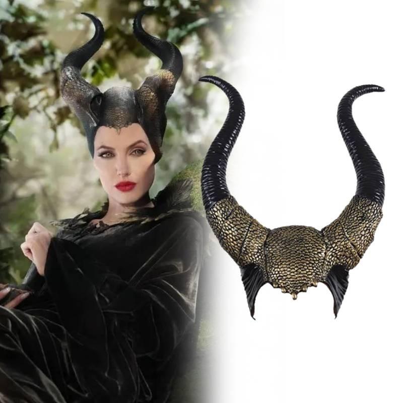2024 New Golden Maleficent Horns Latex Mask For Halloween Cosplay And Carnival