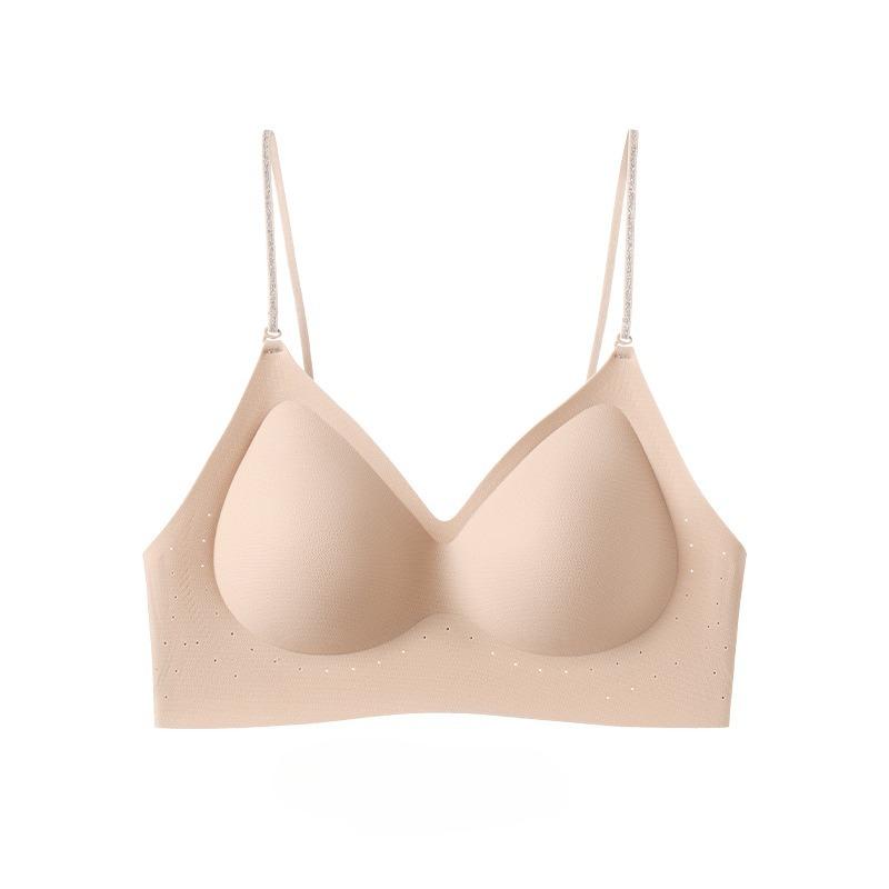 Breathable Seamless Beautiful Back Bra, Fixed Cup Push Up Anti-Sagging Side Support Wireless Back Closure Comfortable Lingerie