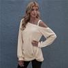 Women's Fall Cold Shoulder Hollow Pullovers Tops Casual Long Sleeve Twist Knot Front Shirt Elegant Fashion Skew Collar T-Shirts