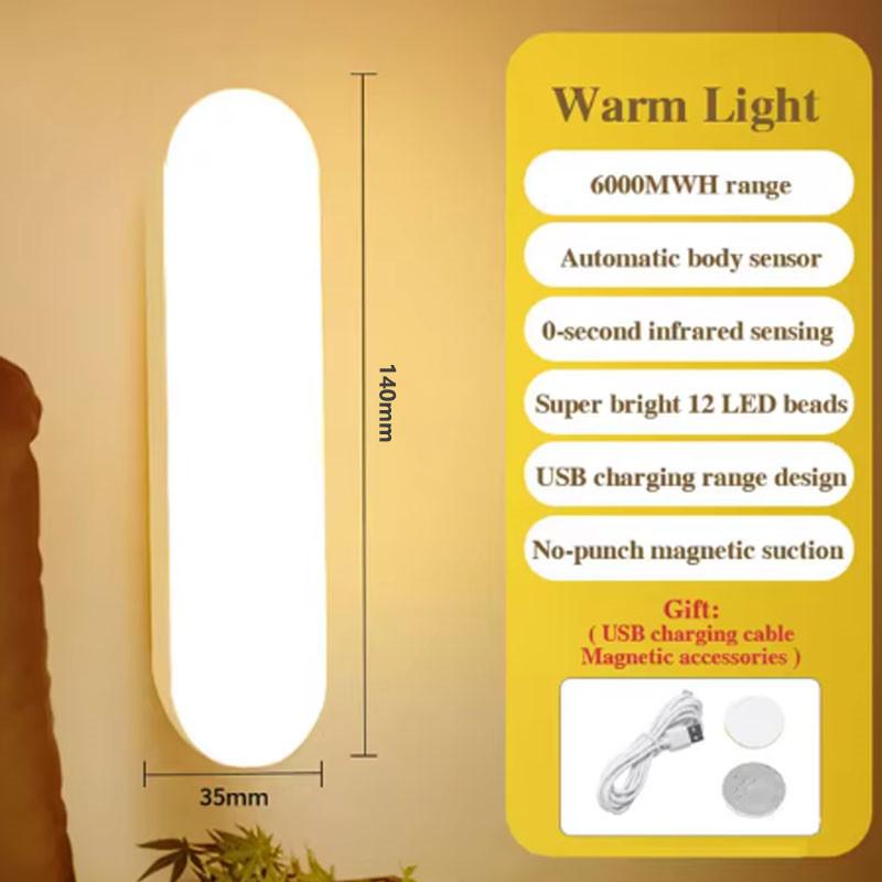 LED Induktionsleuchte Bewegungssensor Schrankleuchte Kabellose LED Nachtlichter USB Wiederaufladbare Treppenleuchte Babypflege Schlafzimmerlicht