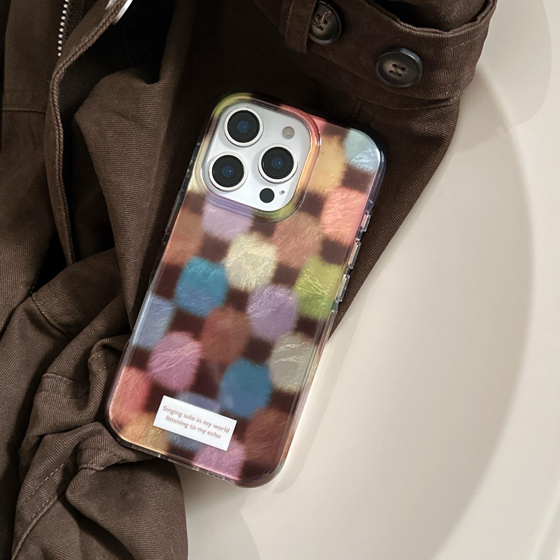 Color Block Checkered Double-Layer Protective Case for iPhone 16 Pro/17 Pro Max iPhone 15 Pro Max