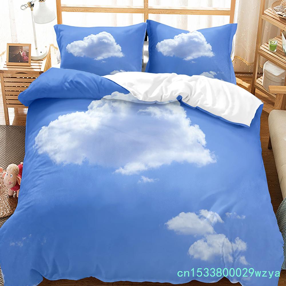 White Cloud Duvet Cover Set Comforter Cover Twin Full King Size For Kids Teens Adults Bedroom Decor Bedding Set With Pillowcase