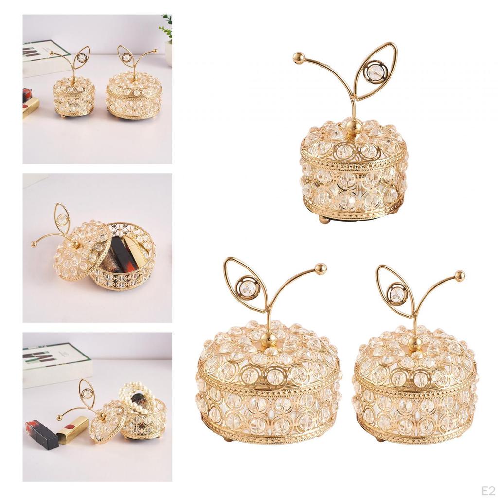 Crystal Jewelry Box, Trinket Organizer Case Decoration Rings Earrings Necklace Storage