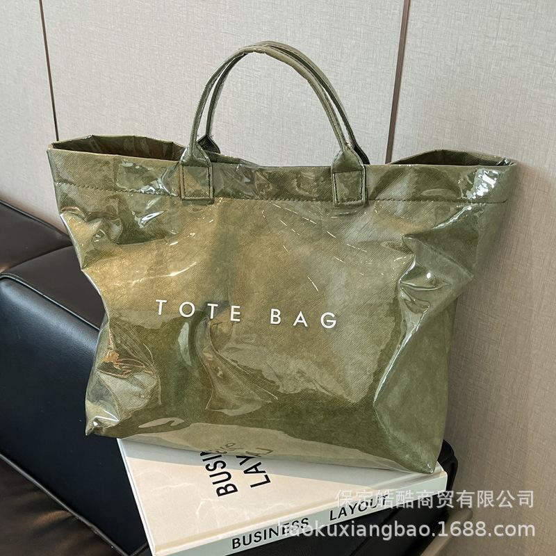 Large-capacity Bag Women's Spring and Summer 2025 New Versatile Simple Shoulder Big Bag Casual College Student Class Tote Bag