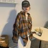 Women's Plaid Jacket Shirt – Retro Hong Kong Style, Chic Blouse for Spring/Autumn 2025