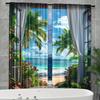 Fashionable Balcony Landscape Printed Curtains, Pole Bag Bedroom and Living Room, Home Decoration, Room Decoration