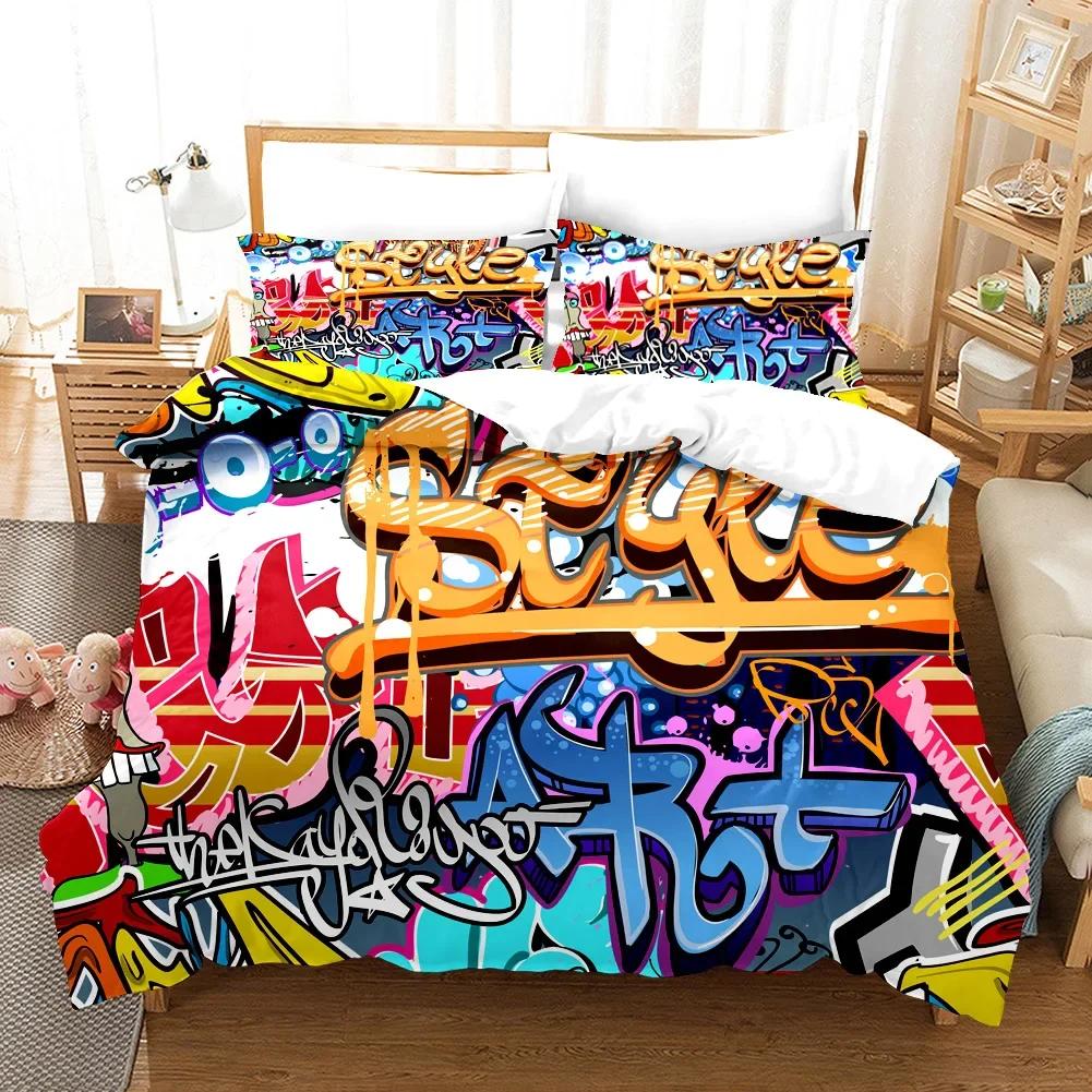 3D Printed Hip-hop Style Bedding Set Single Twin Double Queen King Cal King Size Bed Linen Set