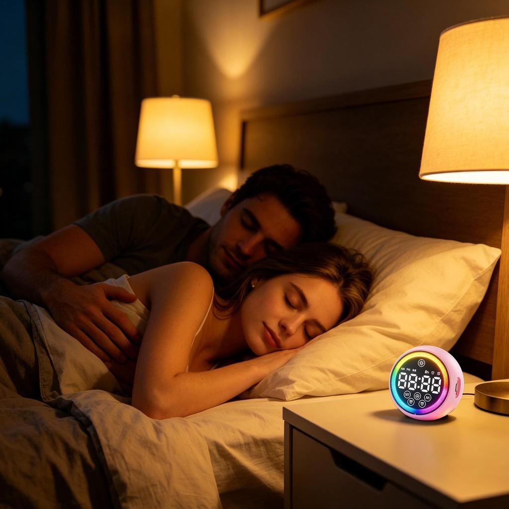 Digital Alarm Clock LED Display Portable Loud Sound Alarm Clock Speaker For Bedside Office Kitchen Bathroom Shelf Home Hotel