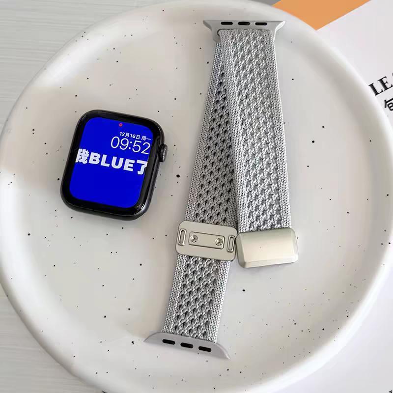 Nylon Woven Magnetic Watch Band For 49mm 46mm 45mm 44 42 41mm Men'S Women'S Knitted Nylon Watch Band for IWatch Series 10 9 8 7