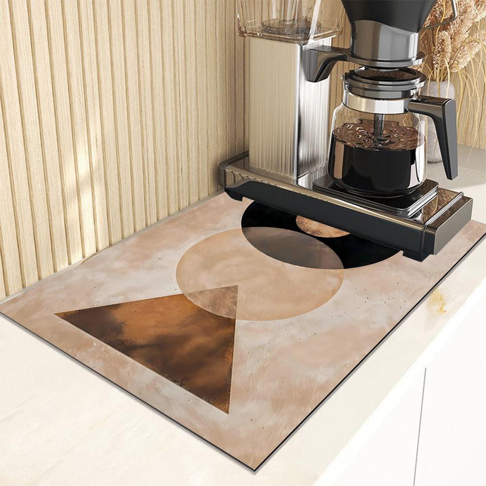 Modern Abstract Geometric Absorbent Dish Drying Mat Decor Multi-Functional Kitchen Counter Dining Table Coffee Machine Pad