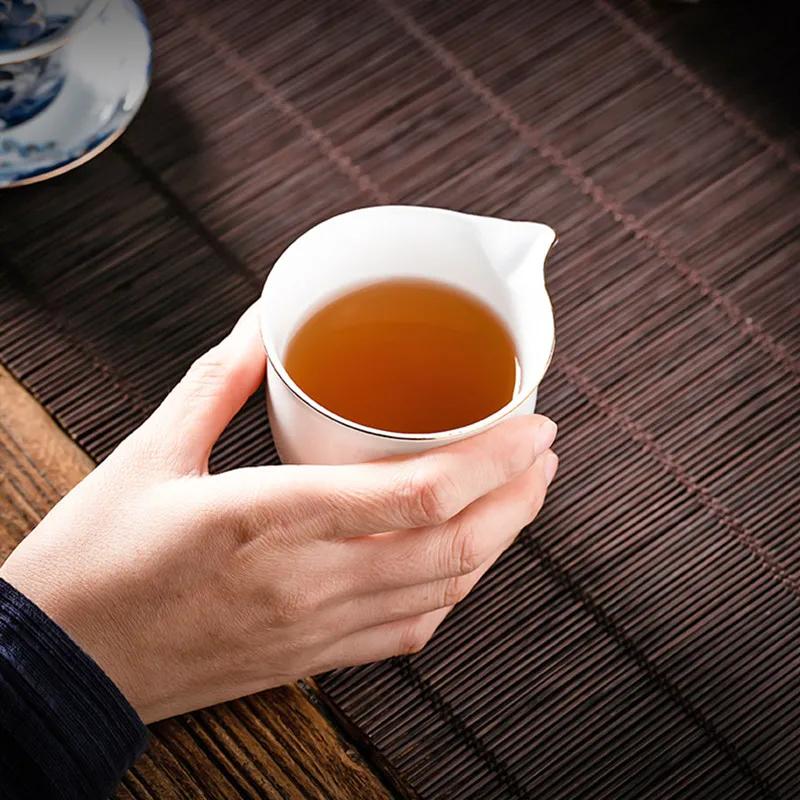 Chinese Color Enamel Ceramic Fair Cup Waves Pattern Porcelain Teacup Beauty Tea Infuser Master Handmade Tea Set Accessories