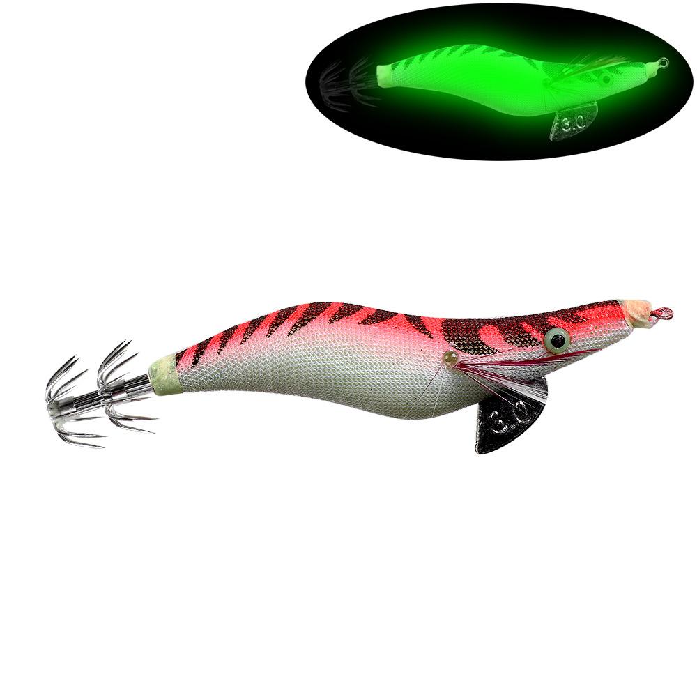 Luminous Wooden Shrimp Big Eye Squid Shrimp Fake Bait2.0 2.5  3.0#Squid Cuttlefish Sea Fishing Umbrella Hook