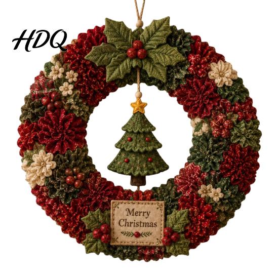 Relaxing Holiday Craft Projects 3D Fabric Wreath Poke Art Kit for Adults Christmas Unique Keepsake Presents Kit Santa Snowman Design