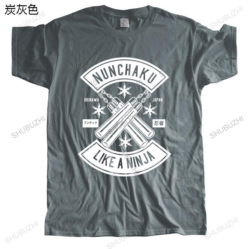 Men Cotton T Shirt Summer Brand vintage Tshirt NUNCHAKU LIKE A NINJA unisex o-neck high quality tee shirts cool short sleeve