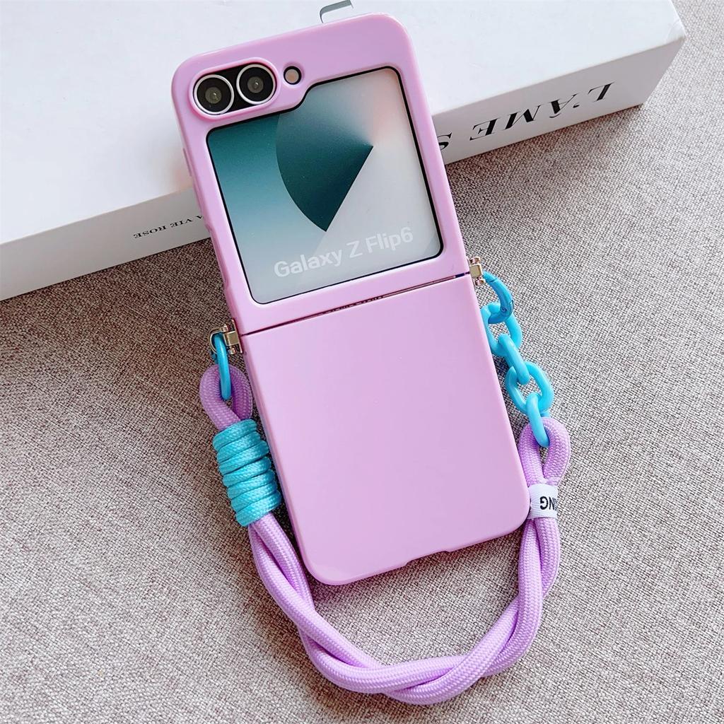 Phone Case For Motorala Moto Razr 40 50 Ultra Cute Candy Solid Protective Cover With Wrist Strap Slim