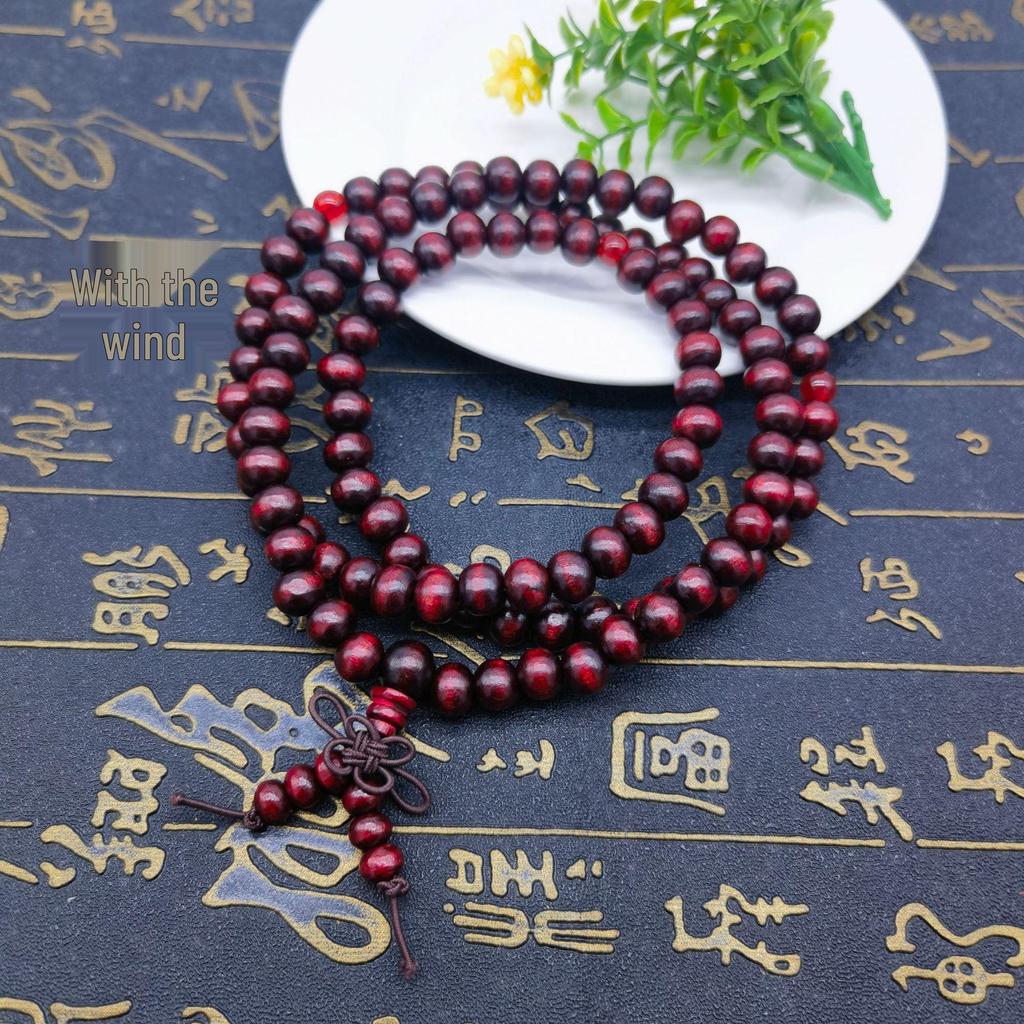 Buddhistisches Gebetsperlenarmband: 108 Hühnerflügelholz Sandelholzperlen