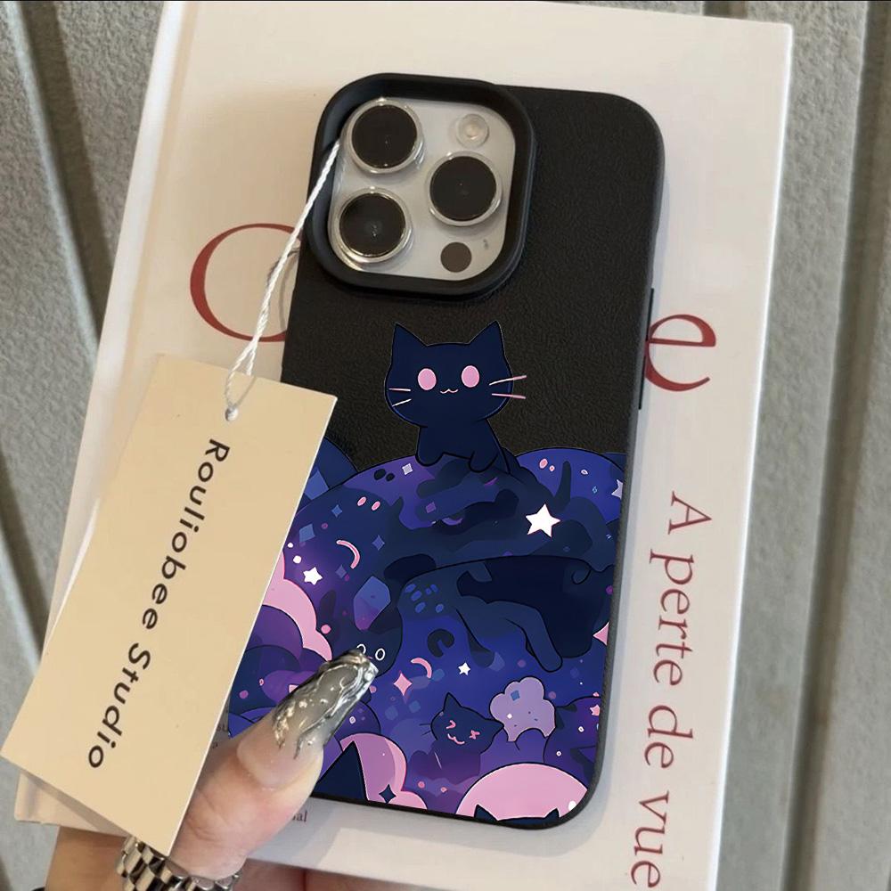 

INS Cartoon Cat Cool Lichee leather pattern Phone Case For Redmi Note 14 13 12 11 10 9 8 Pro Plus 4G 5G Shockproof Cover Note 13 4G