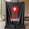 Coperta in Flanella Stampata Calda e Morbida per Calcio Svizzero, Amica della Pelle, Decorativa per Divano, Letto, Uso Quotidiano