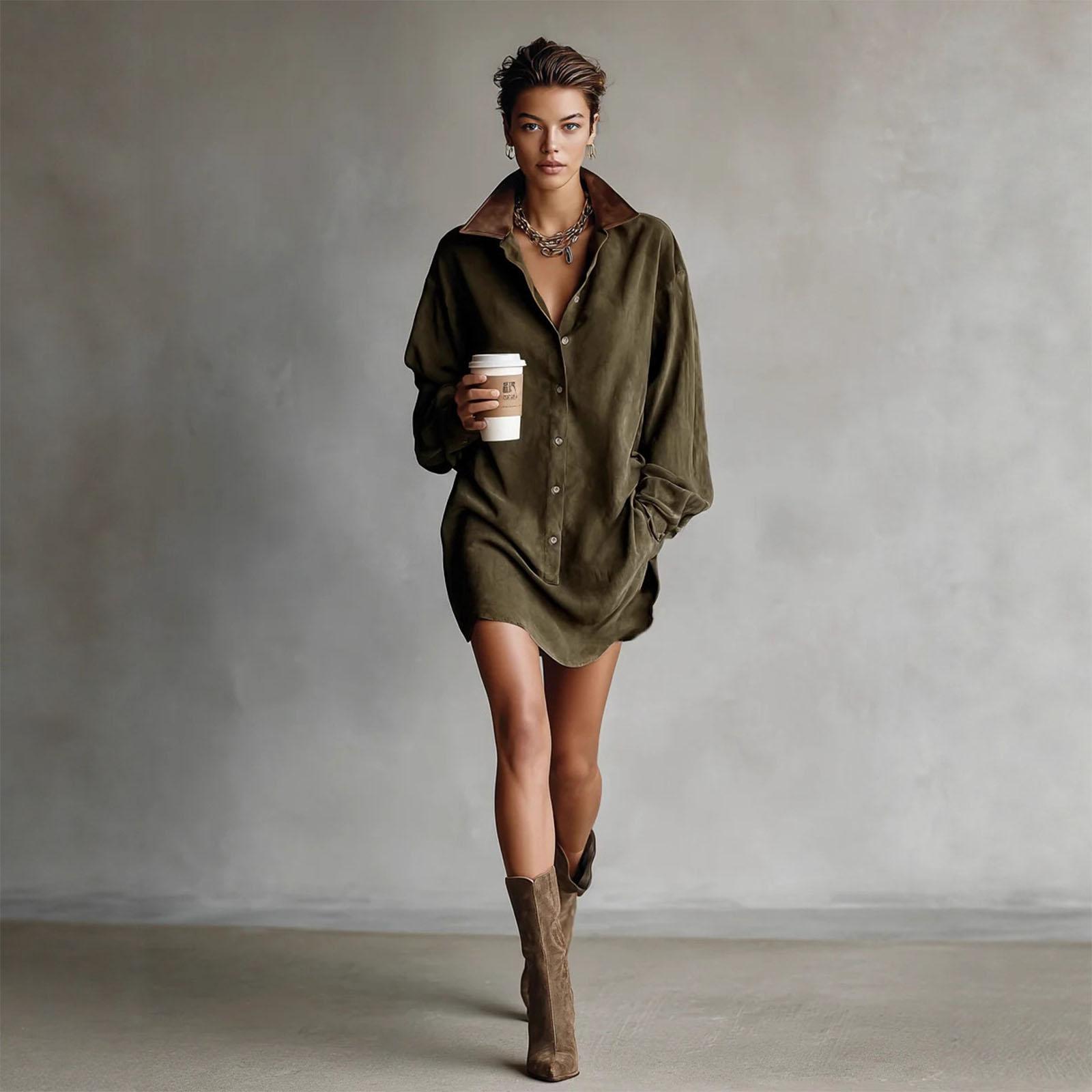 

Women s Casual And Fashionable -color Dress XL зелений