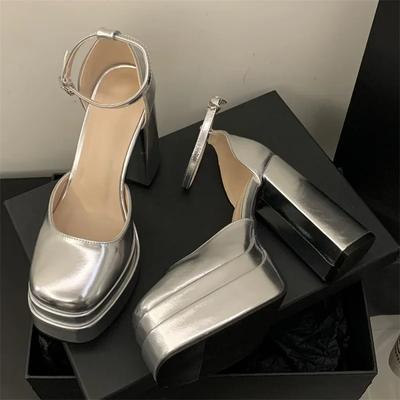 Woman's Shoes 2026 Fashion Round Toe Women Pumps Designer Platform Square Heels Party Dress Shoes High Heels Zapatillas De Mujer