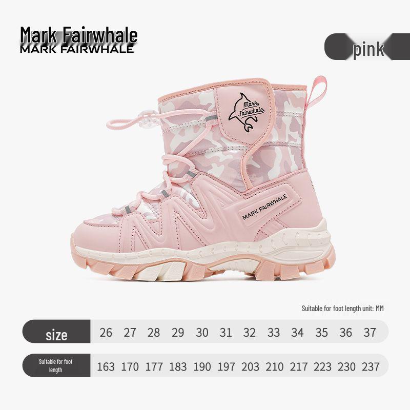 

Mark Fairwhale 2025 Winter Kids High-Top Velvet Warm Princess Cotton Shoes. 32 рожевий