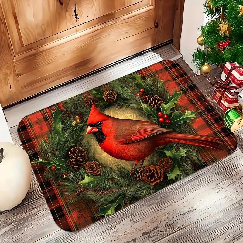 VIKAMA New 2025 Christmas Decorative Doormat American Vintage Entryway Rug Non-Slip Kitchen Porch Mat Home Decor