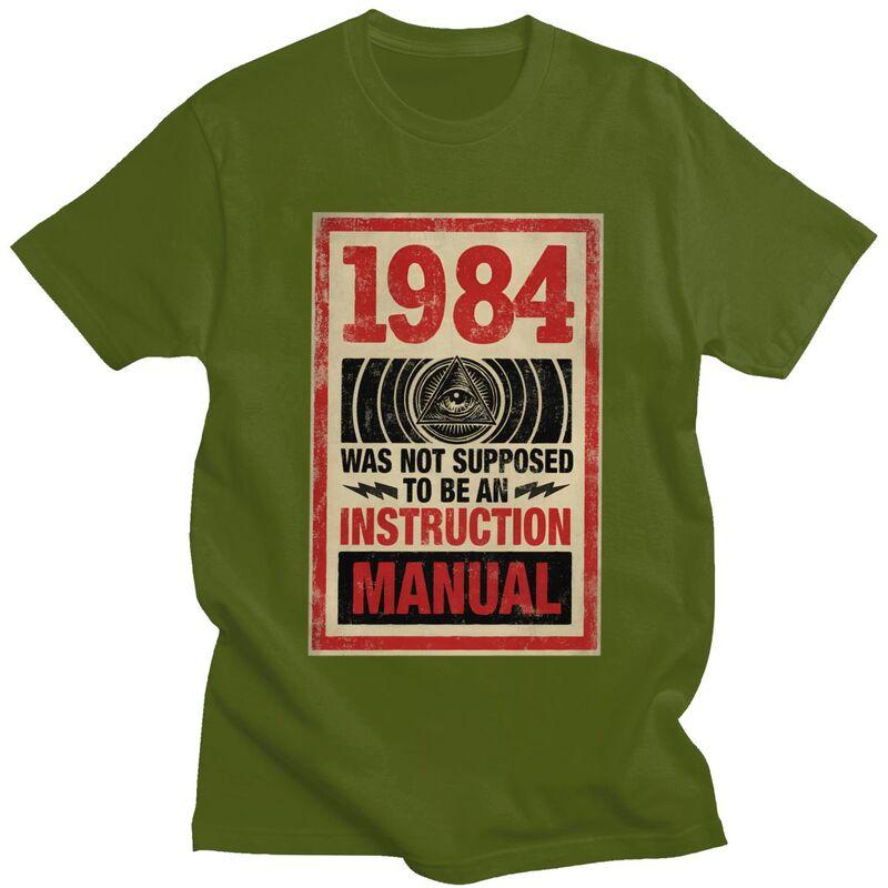 1984 George Orwell Big Brother T Shirt for Men Short Sleeves Novelty Awesome Clothing Streetwear Summer 100 Cotton Tee Tops