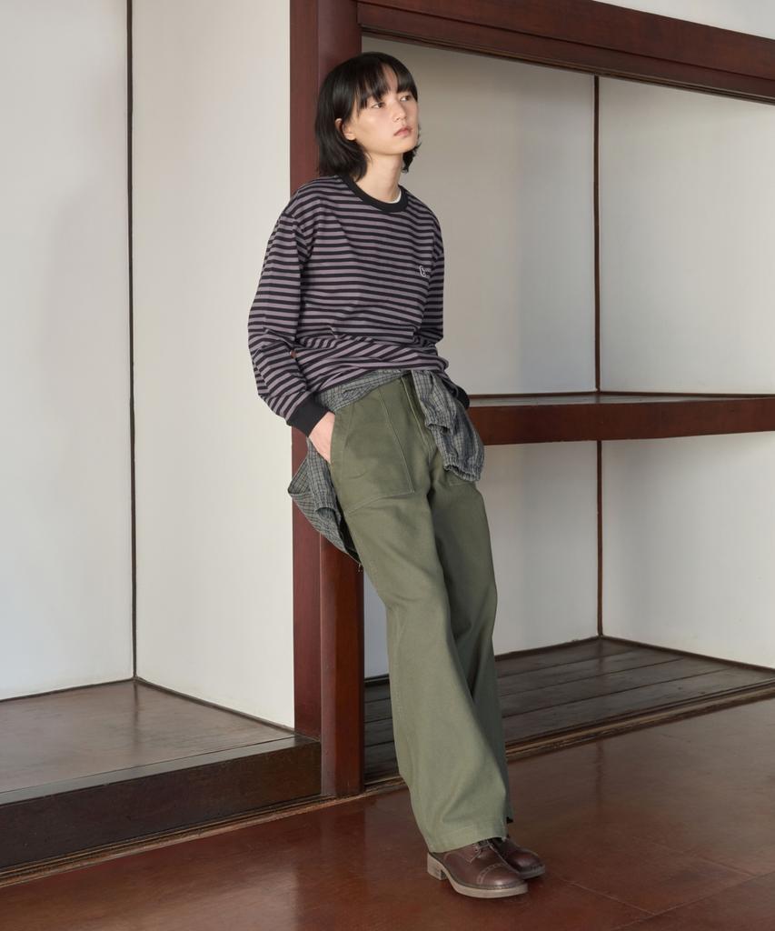 COVERNAT Wide Back Satin Fatigue Pants Olive