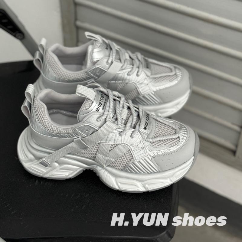 Leather Dad Shoes Women's Spring New Mesh Breathable and Versatile Comfortable Thick-soled Ultra-light-soled Sports and Leisure Shoes
