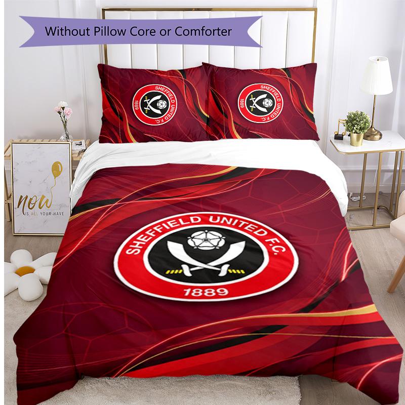 Set Lenzuola Stampato Sheffield United Football 3 Pezzi, Comodo Set Copripiumino per Camera da Letto Amico della Pelle