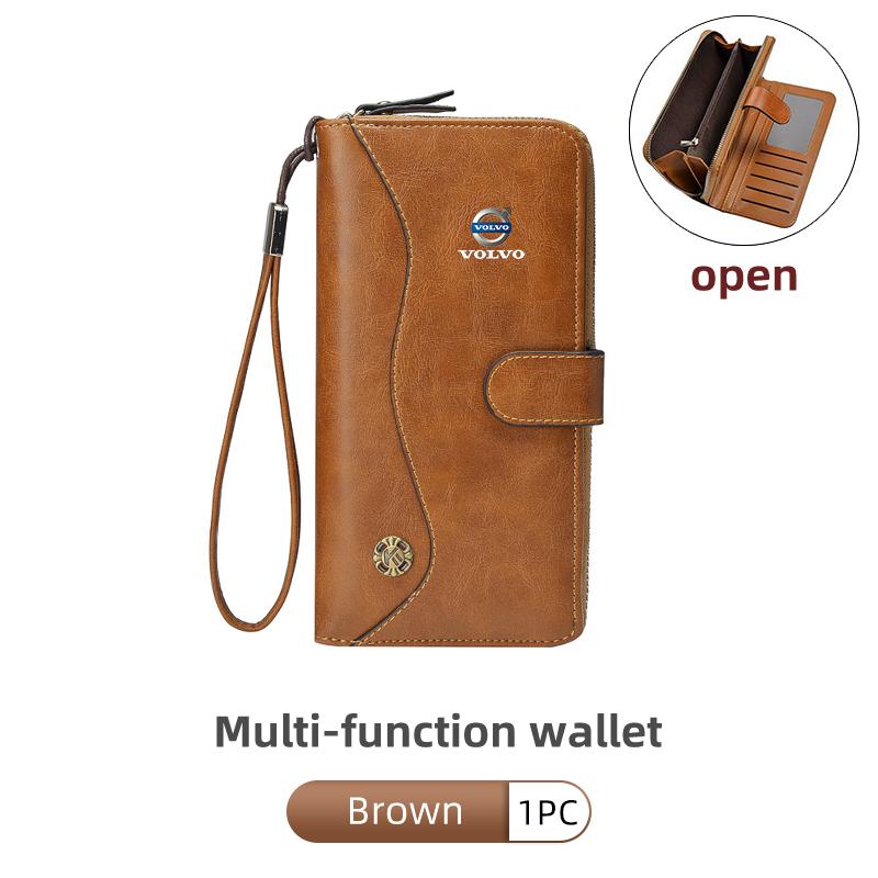 Auto Leather Money Organizer Car Logo Men Wallet Card Holder Tools For Volvo S60 S90 T6 V40 V50 V60 V70 V90 XC40 XC60 XC70 XC90 OE8