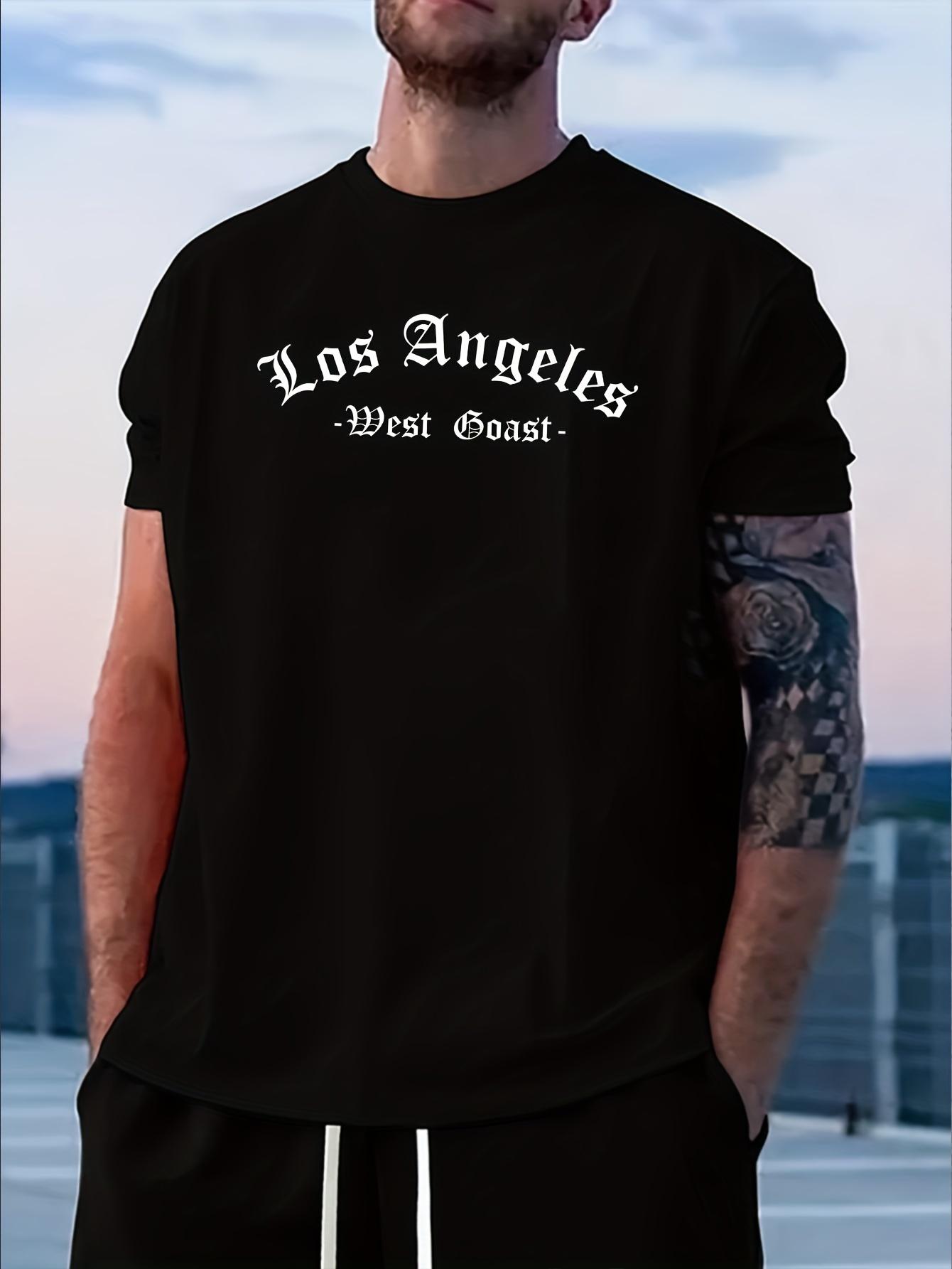 Los Angeles Print  Crew Neck Fashionable Short Sleeve Sports T-shirt XL