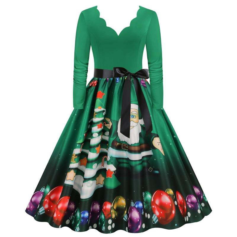 JPNTKY Fashion Spring Autumn Long Sleeve V-Neck Casual Dresses