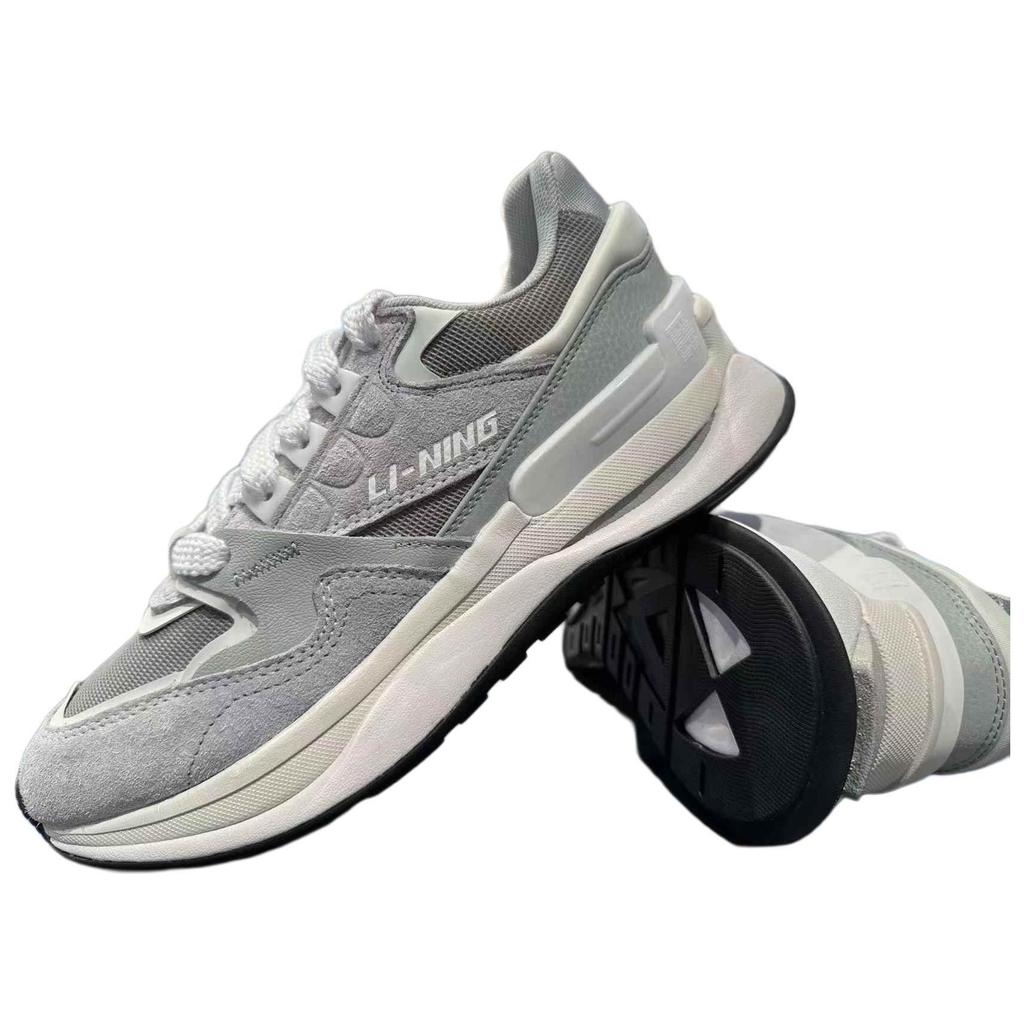 Li Ning 001 Original V2 Thick Sole Height Increasing Shock Absorbing Wear Resistant Low Top Casual Shoes Men Sneaker Gray AGCU061-4