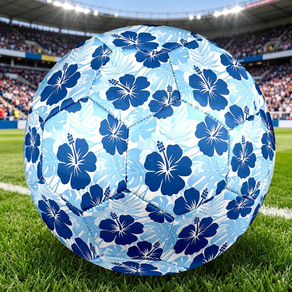 1PC Blue Floral Soccer Ball Size 5 Football Machine Sewn Indoor/Outdoor Universal Football Surprise Collection n145