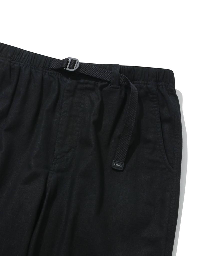 COVERNAT Linen Semi-Wide Buckle Pants Black