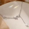 ANENJERY Women'S Anklet Butterfly Tassel Anklet for Women Simple Sweet Zircon Bracelet Anklet Jewelry