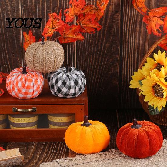 Autumn Harvest Decor 5 Pcs Fall Fabric Pumpkin Decor, Thanksgiving Farmhouse Stuffed Decorations Decoration, Small Faux Pumpkins for Home