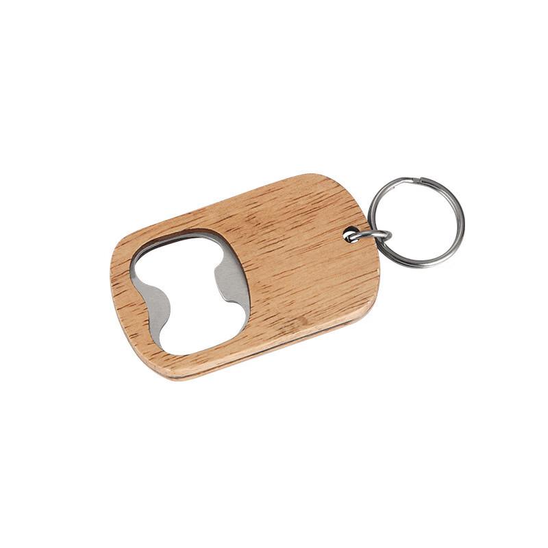 Porte-clés décapsuleur Wutuo en acier inoxydable, accent en bois (Paquet de 4)