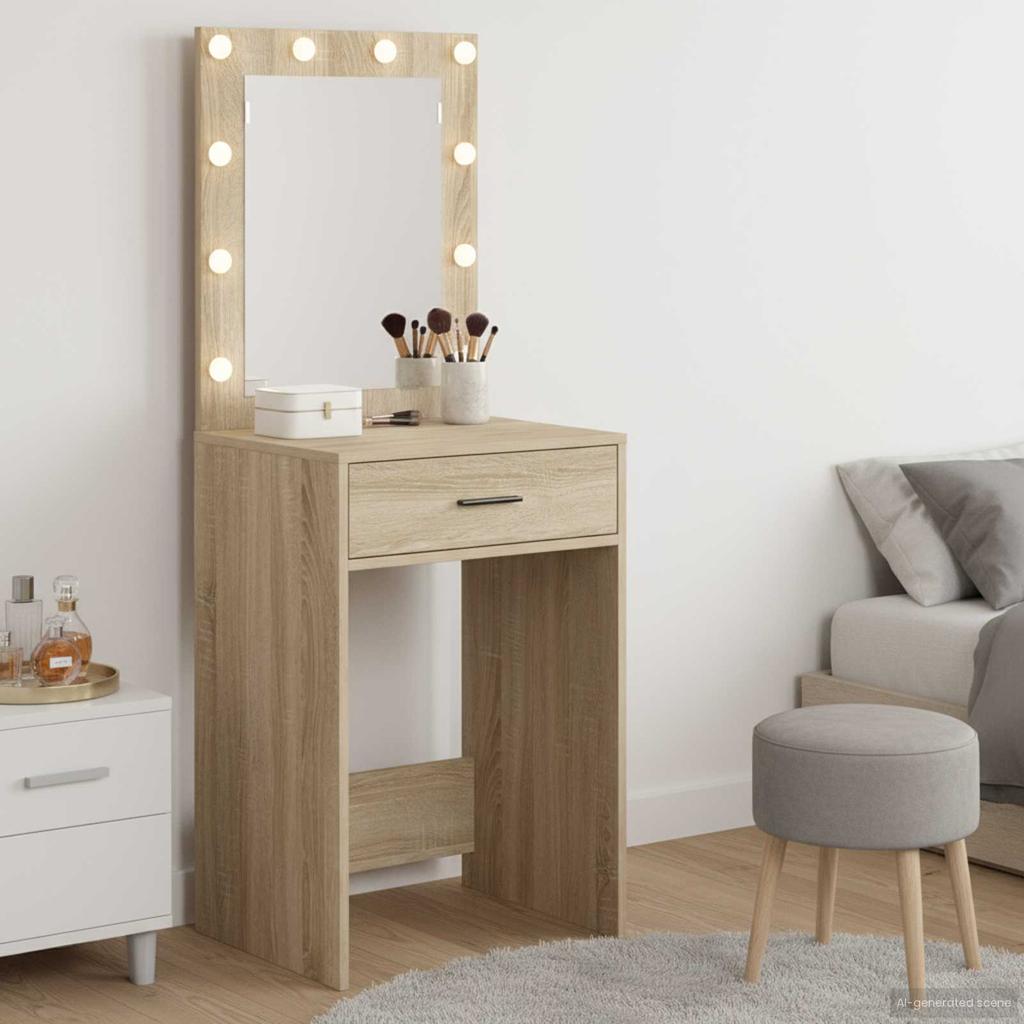Makeup Table in Sonoma Oak 50 x 41 x 135 cm Engineered Wood