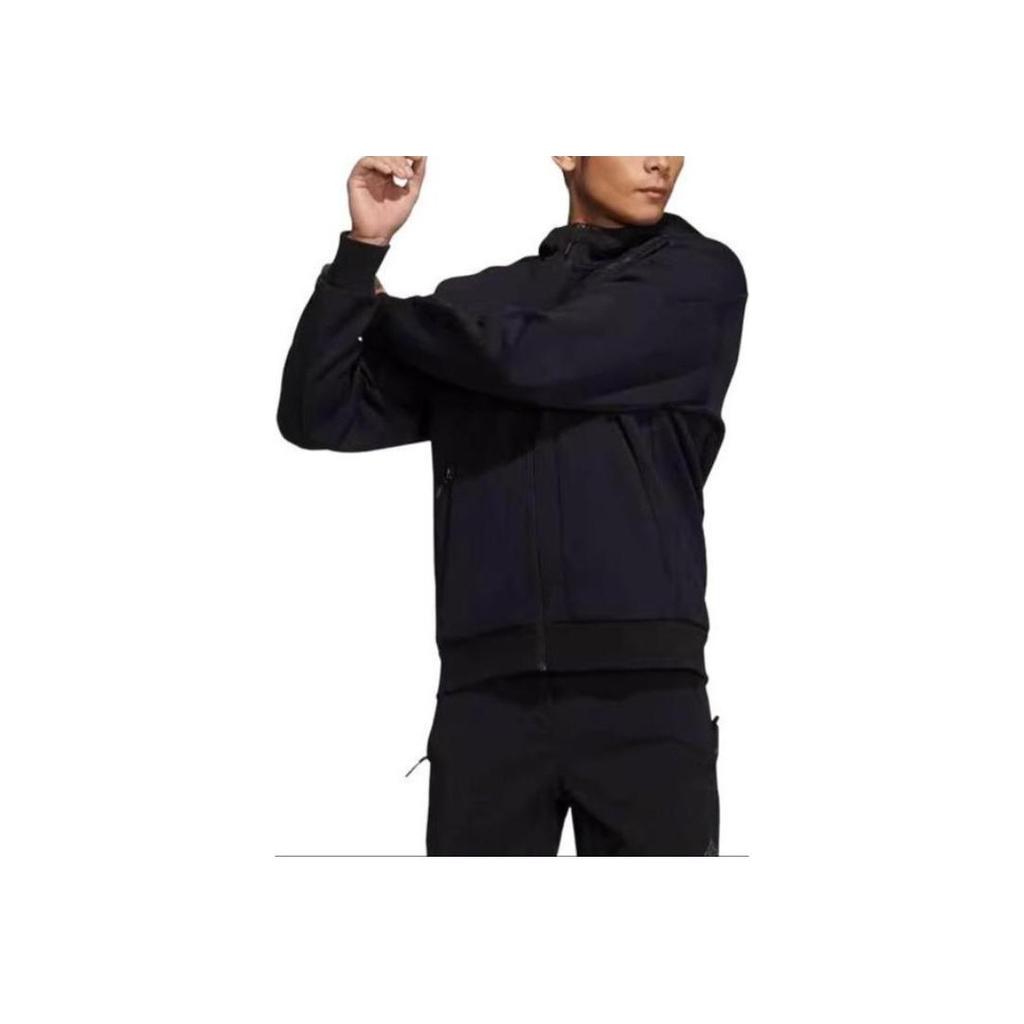 Adidas Sport Hooded Casual Jacket Men Outerwear Black H39237