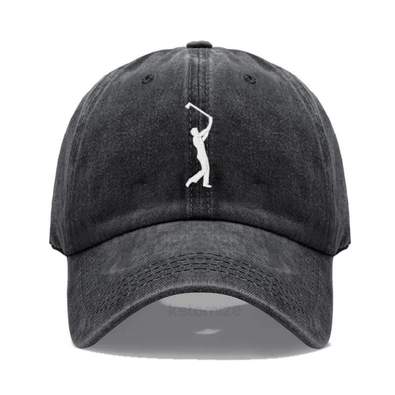 Golf-Stickerei Baseballkappe Für Männer Frauen Gewaschene Baumwolle Dad Hat Verstellbar Unisex Lässige Sportkappen black