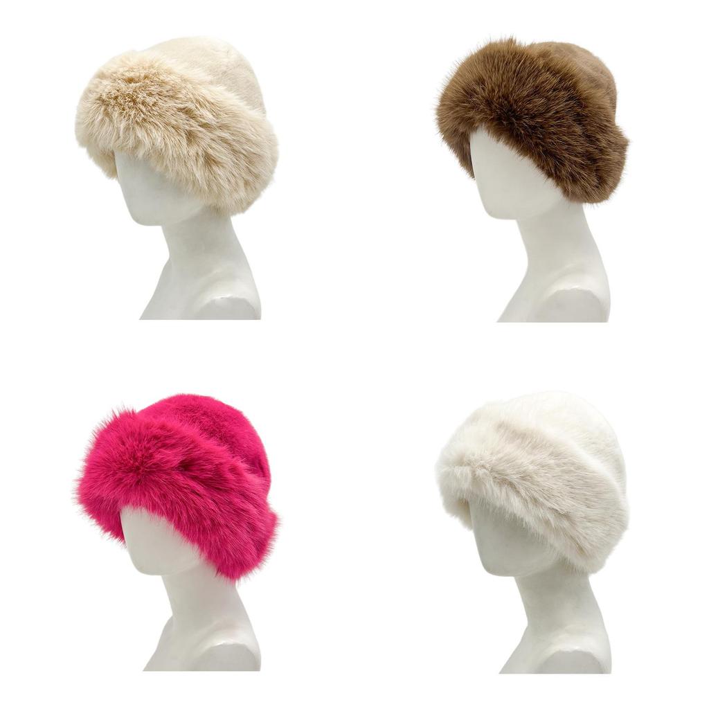 Fur Plush Faux Fisherman Hat Solid Color Thickened  Furry Stylish Winter Warm
