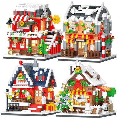 Jul Julenissen Hus Byggeklosser By Snø Xmas Dekorasjon Modell Murstein Sett Leker til Barn Barn Gave