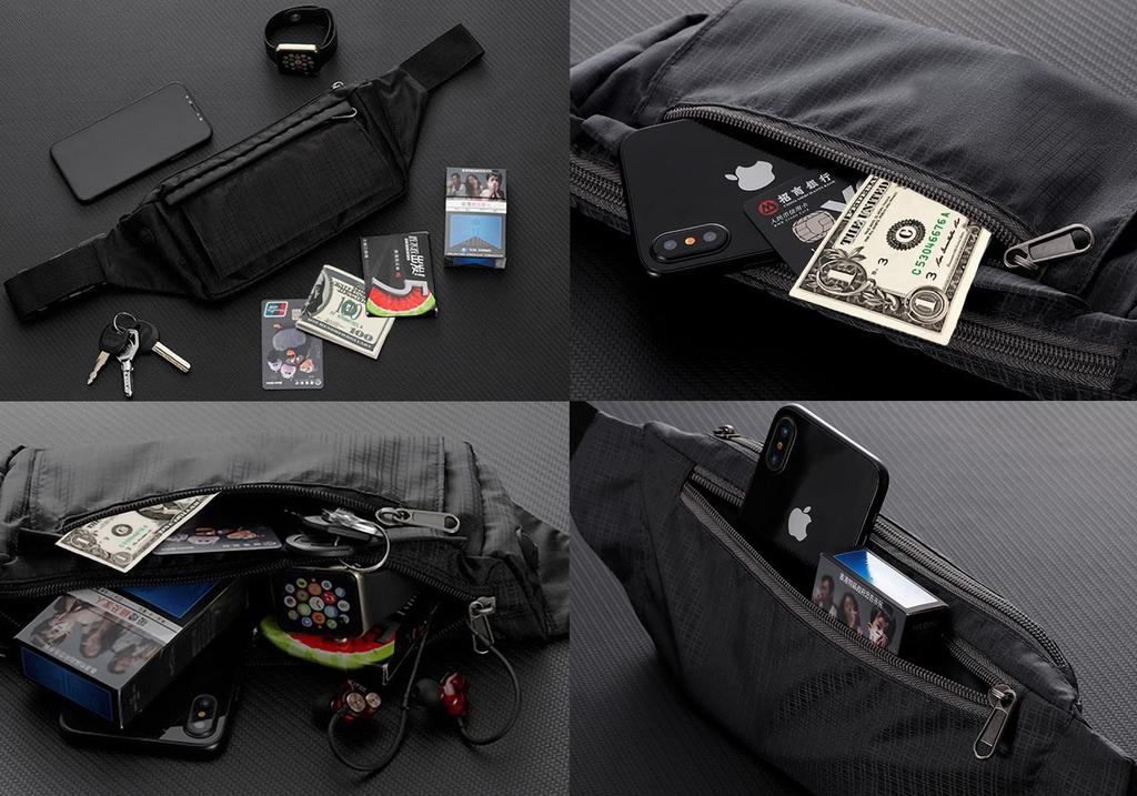 Jowanly Waist Shoulder Smartphone 4 Perfect for Everyday Use Pouch, Small, Bag, Storage, Lightweight, Waterproof, Slim, Pockets, (Black)