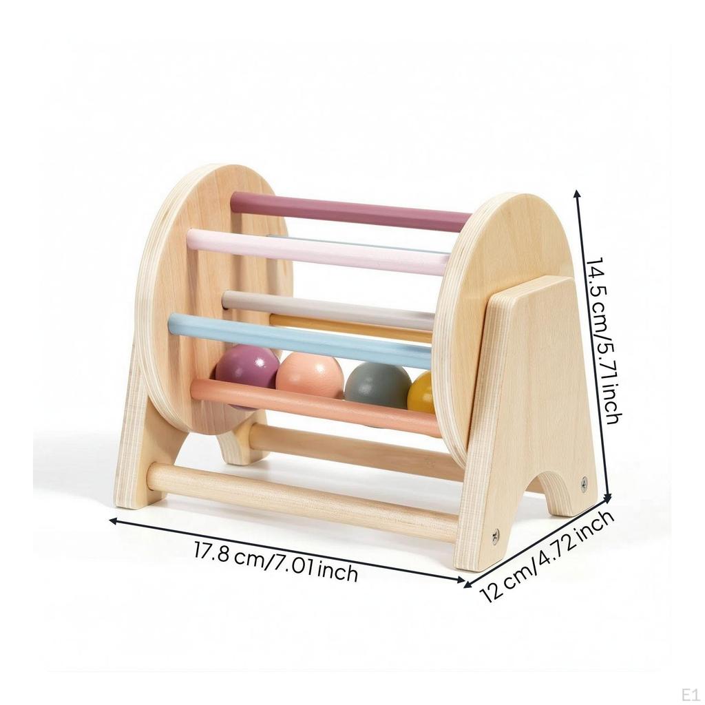 Wooden Rolling Drum Tabletop Educational Toy Early Learning Rotating for Young Children,
