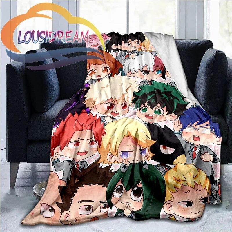 My Hero Academia Nadýchaná vlněná deka Flanel Hřejivost Měkká plyšová pohovka Throw čtvercová deka Tourist