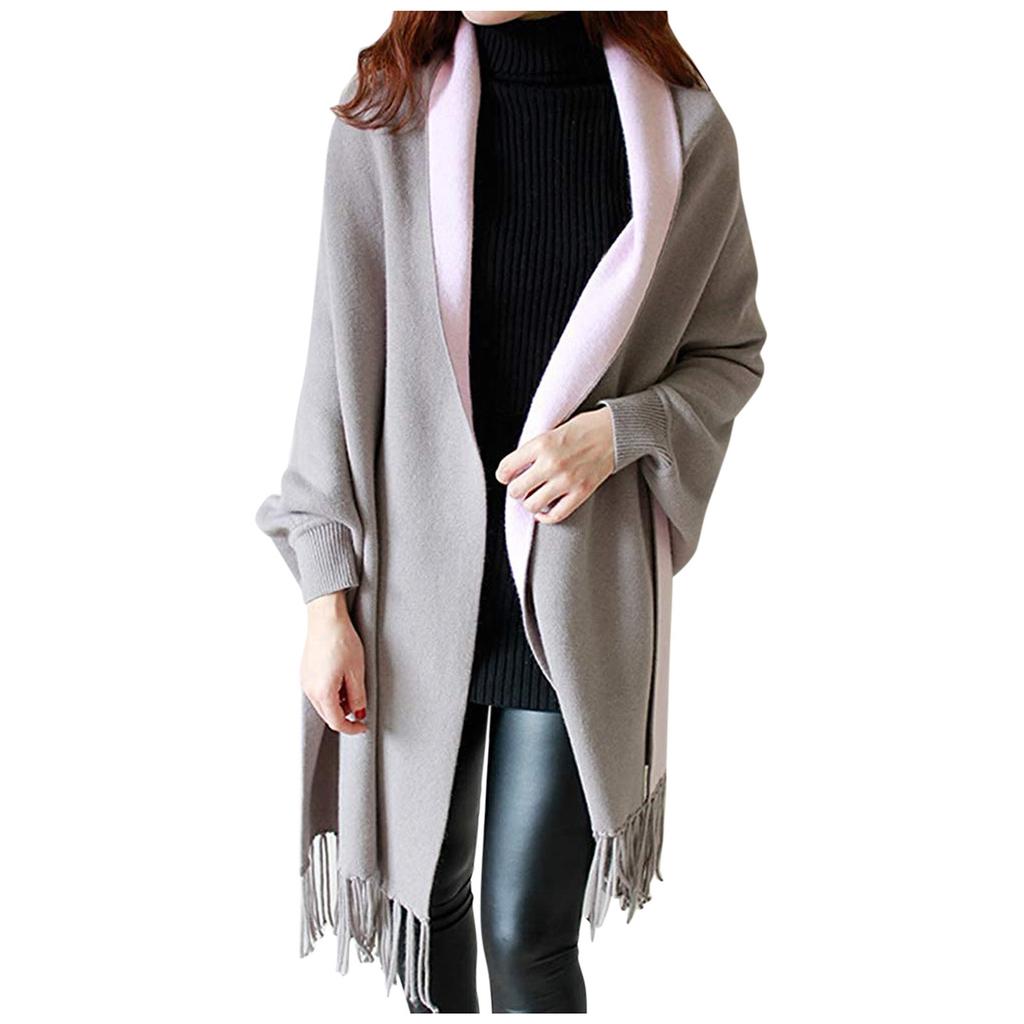 Damemote Solid dusk Skjerf Retro Dobbeltsidig skjerf Langermet sjal