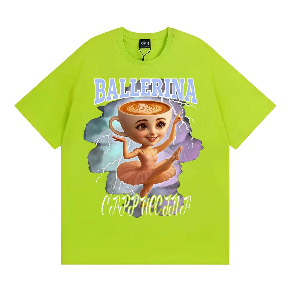 

Cute Ballerina Cappucina 90s Rap Style T-shirt Italian Brainrot Funny Coffee Meme T-shirts Unisex Fashion Aesthetic T Shirt Tops 4XL