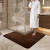 Striped L-Shaped Bathroom Floor Mat Coral Velvet Non-Slip Doormat Absorbent Foot Mat  Shower Room